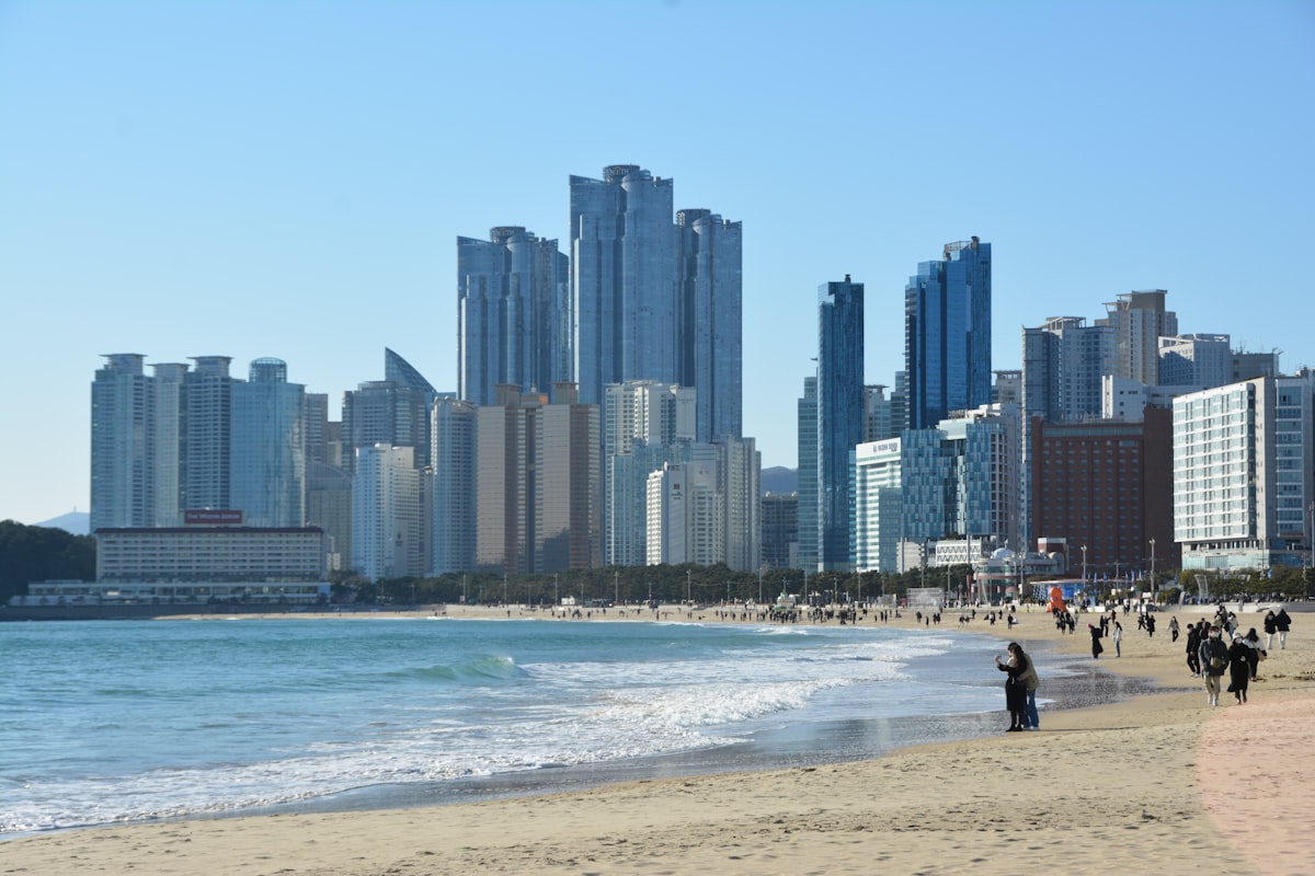 A sandy beach in Busan, South Korea