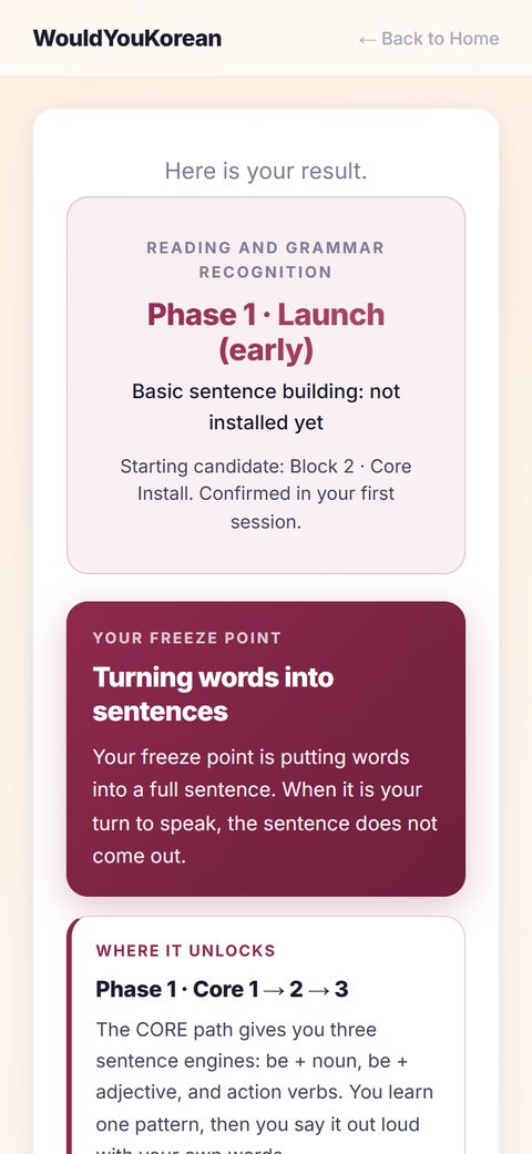 The level test result